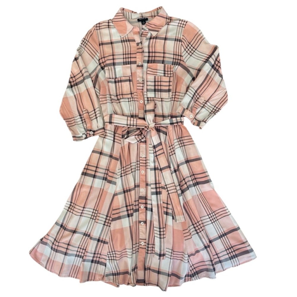 Torrid Plaid Button Down Collared T Shirt Trendy Mini Dress Size 1